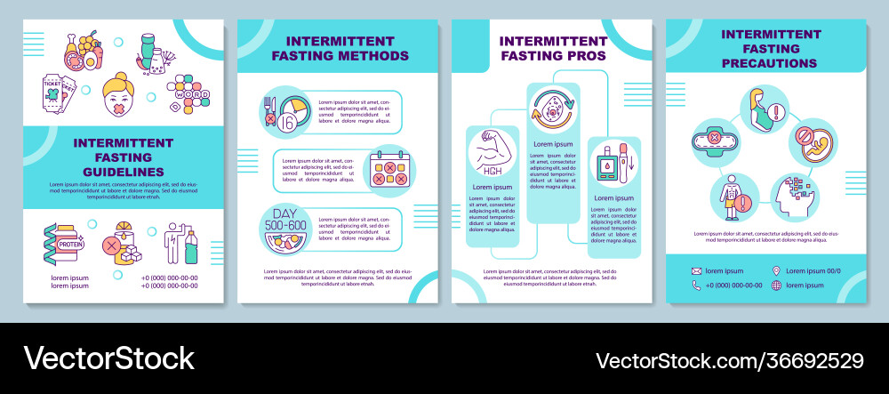 Intermittent fasting guidelines brochure template Intermittent fasting guidelines brochure template vector image