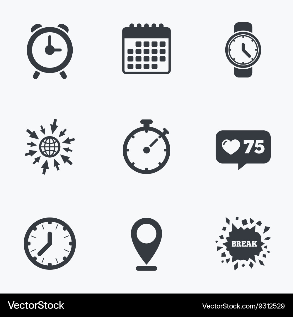 Mechanical clock time icons stopwatch timer Vector Image