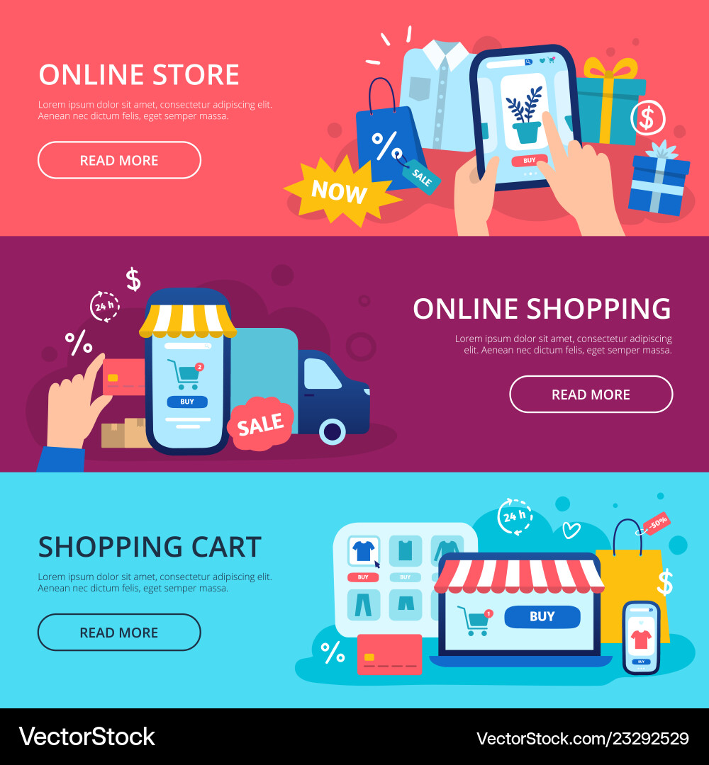 Online-Shopping-Banner Web-Shop Kreditkarte Online-Shopping-Banner Web-Shop Kreditkarte vektorbild