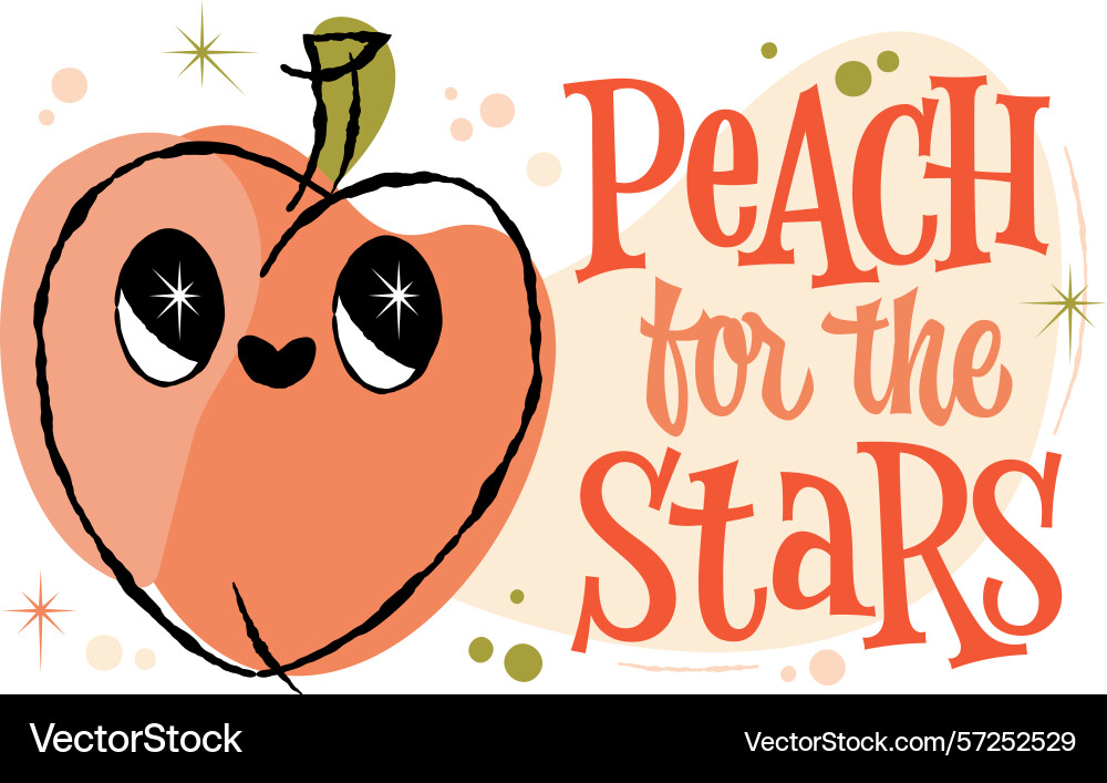 Peach for the stars a playful character Peach for the stars a playful character Vector Image