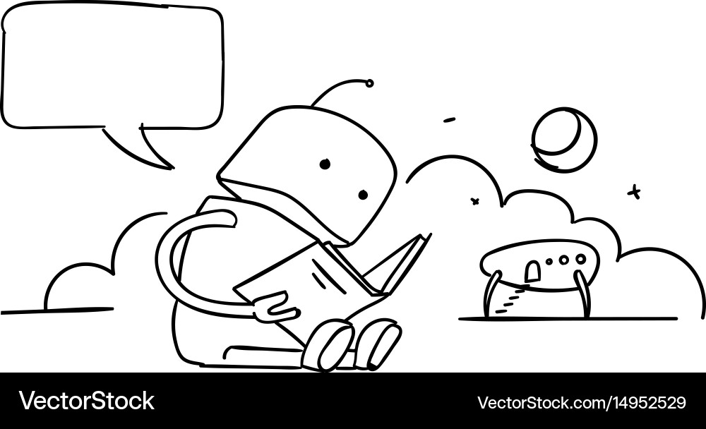Robot Reading Instruction Manual vector image