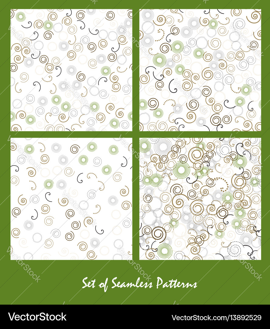 Set of seamless patterns spirals and circles vector image