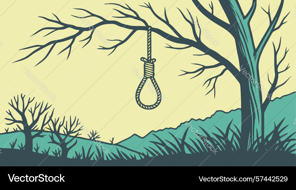 Simple noose on tree in open landscape design Vector Image