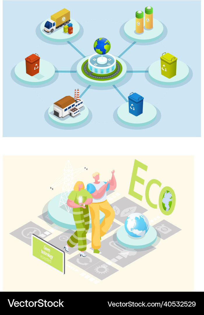 Sorting garbage caring for earth planet Sorting garbage caring for earth planet vector image