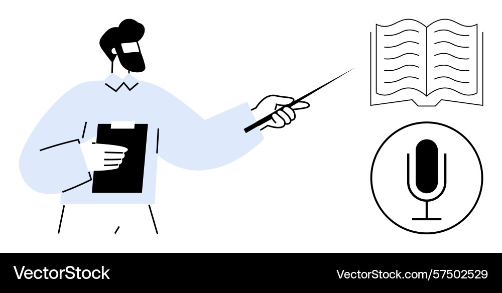 Speaker presenting with clipboard and pointer vector image