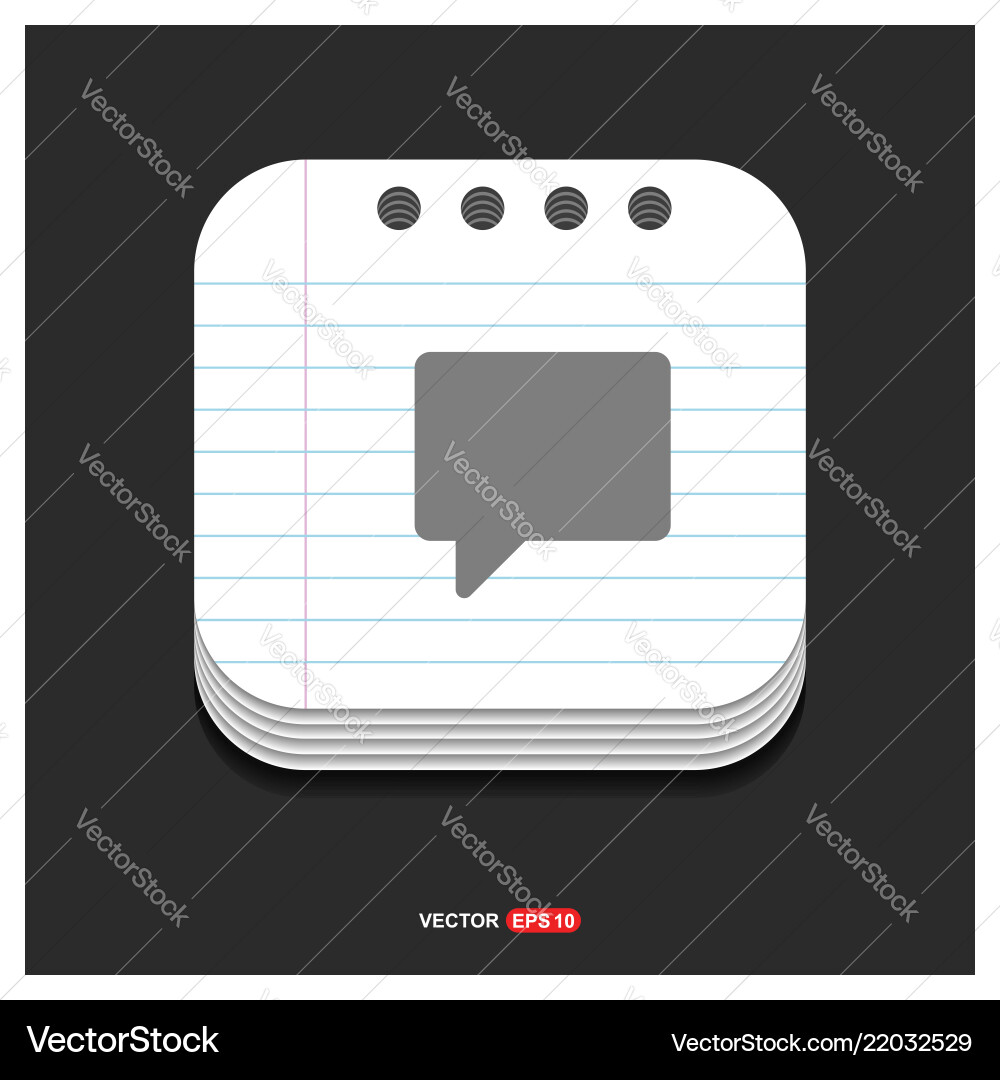 Speech bubble icon gray on notepad style vector image