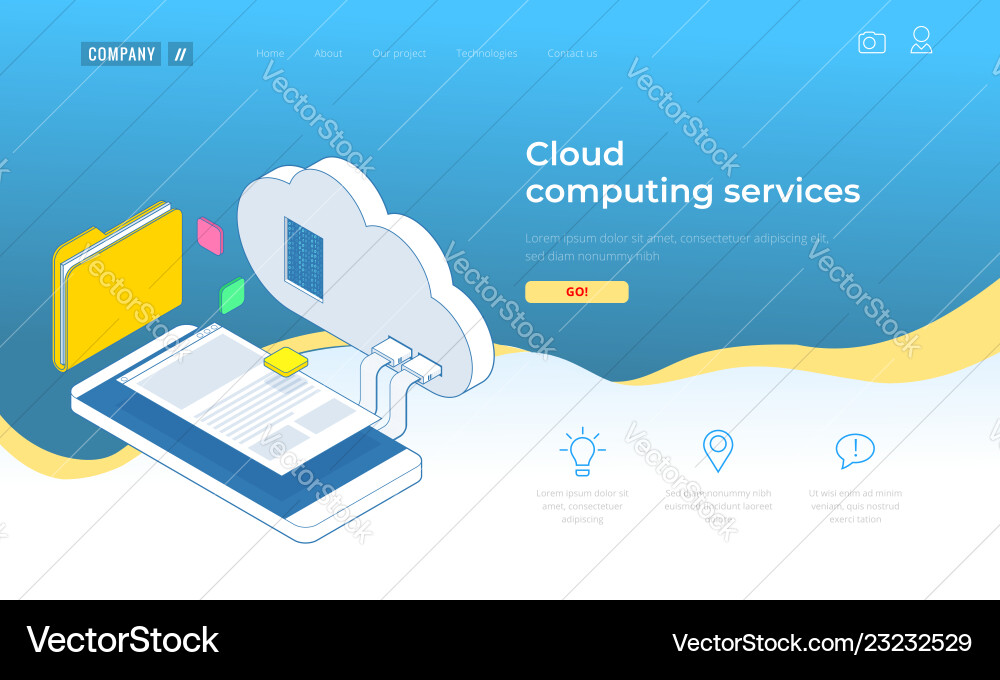 Web page design templates cloud computing concept Web page design templates cloud computing concept vector image