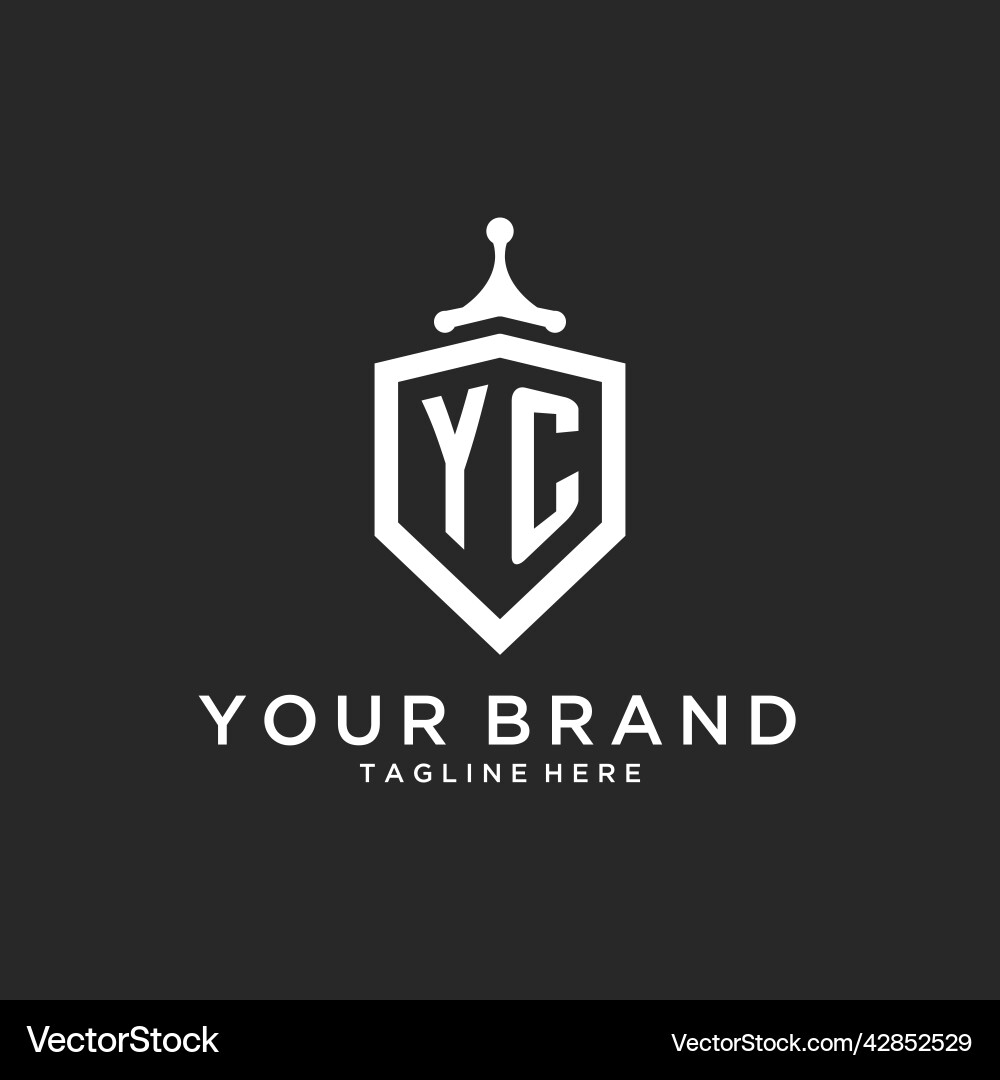 Yc monogram logo initial with shield guard shape Vector Image