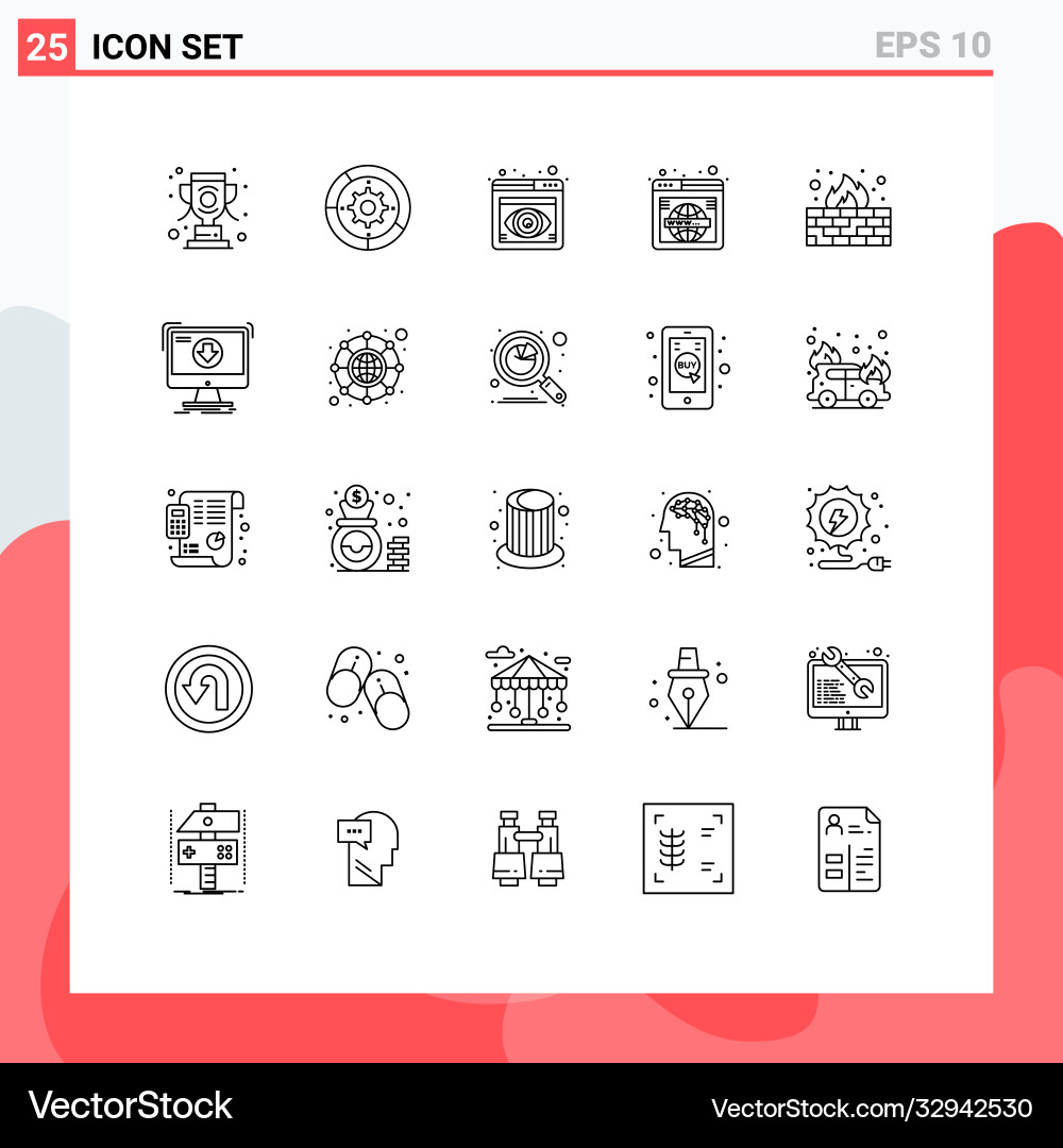 25 universal lines set for web and mobile Vector Image