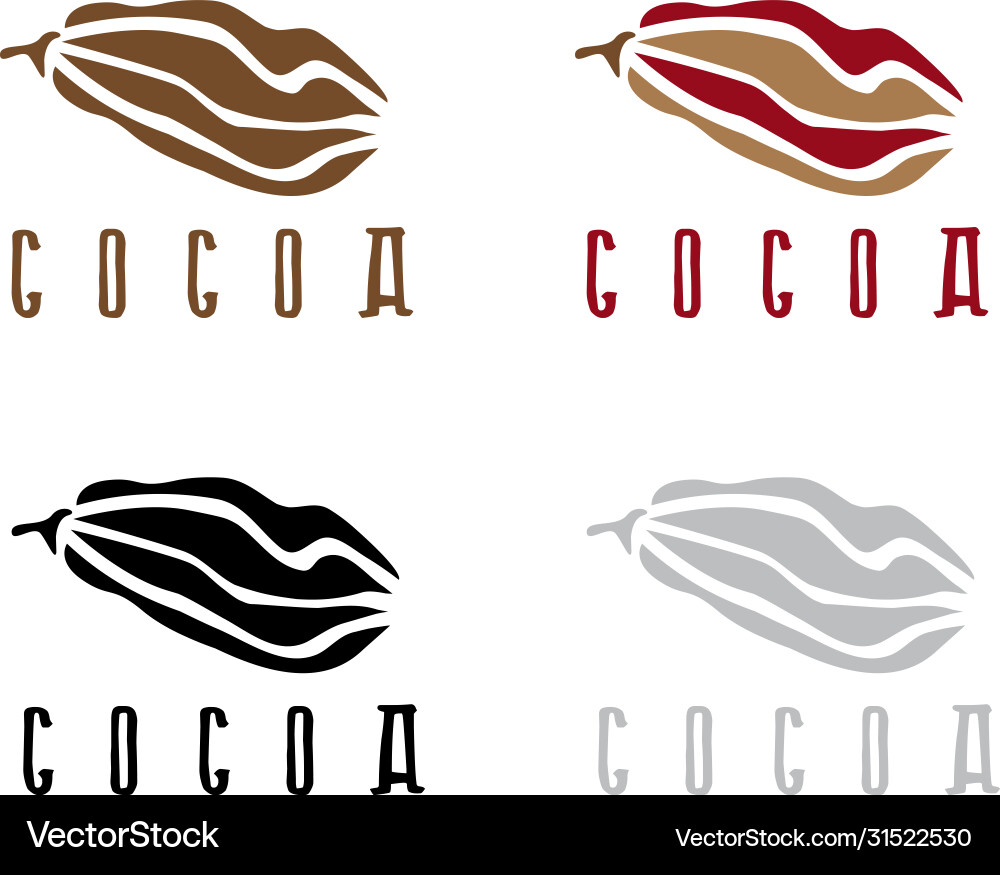 Abstract cocoa beans deign template set vector image