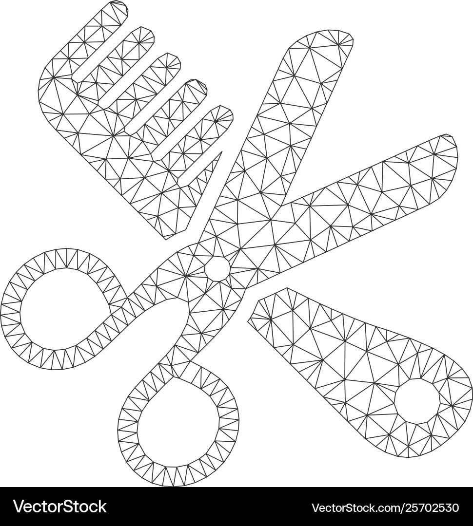 Comb and scissors tools polygonal frame vector image