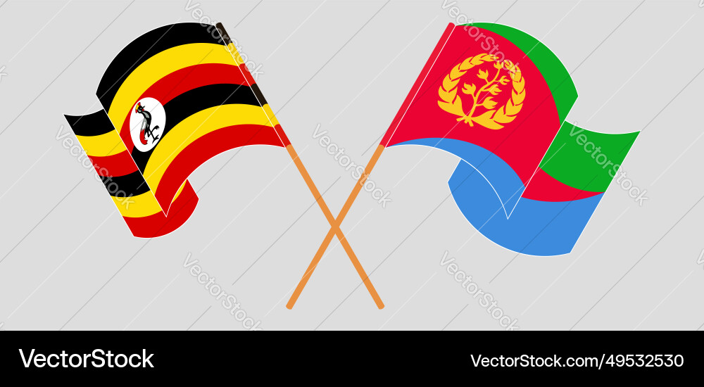Crossed and waving flags of uganda eritrea Vector Image