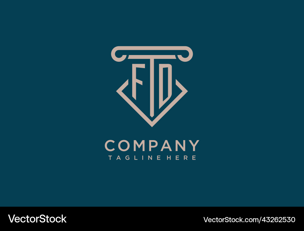 Fd initial with pillar icon design clean vector image