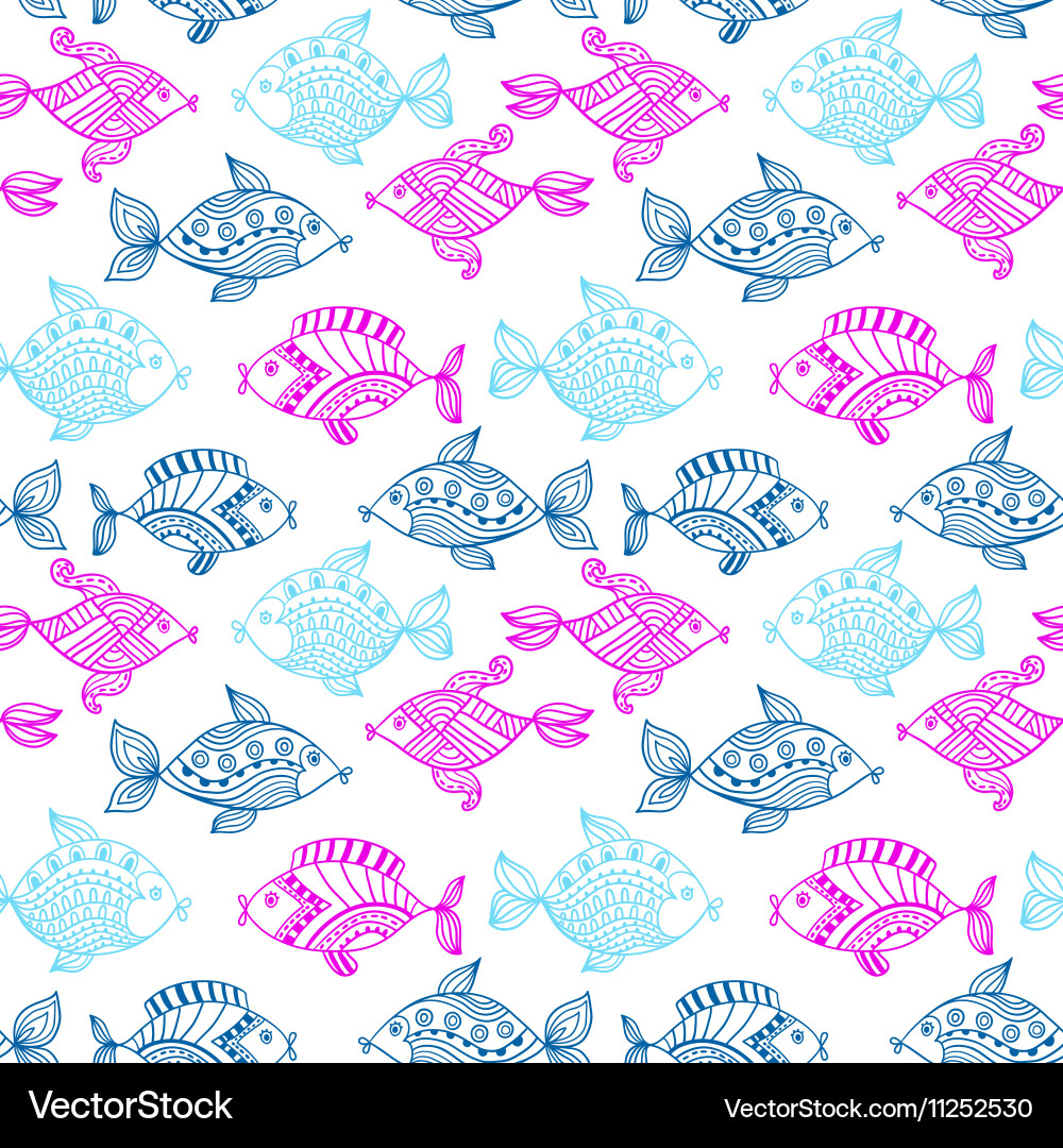 Fish pattern in abstract style vector image