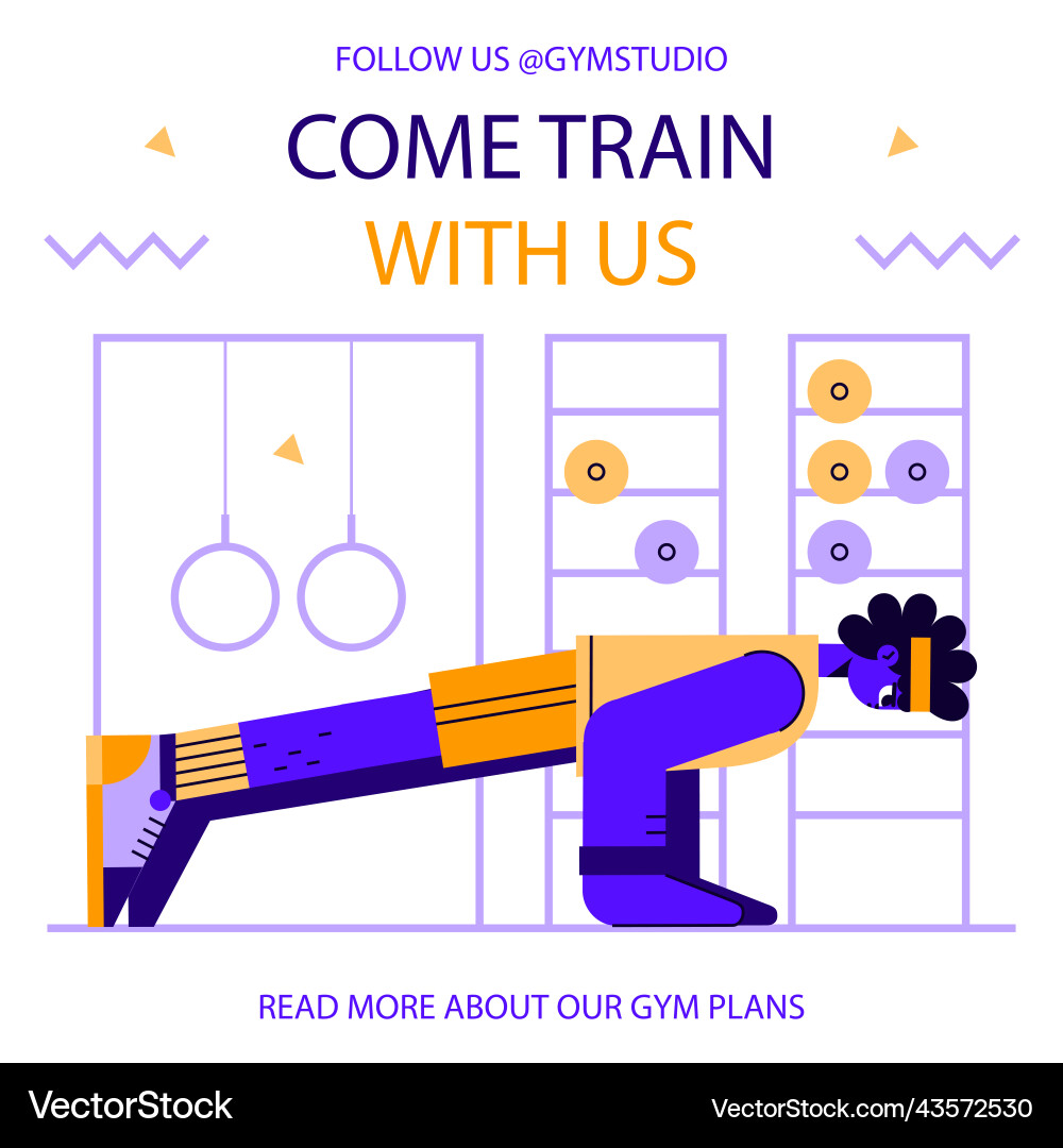 Flat gym and exercise posts set vector image