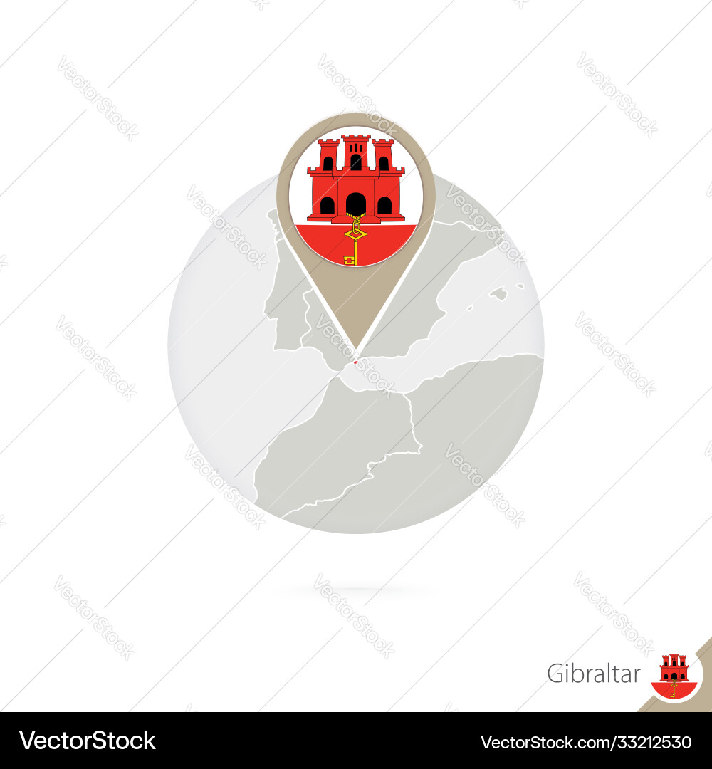 Gibraltar map and flag in circle Gibraltar map and flag in circle vector image