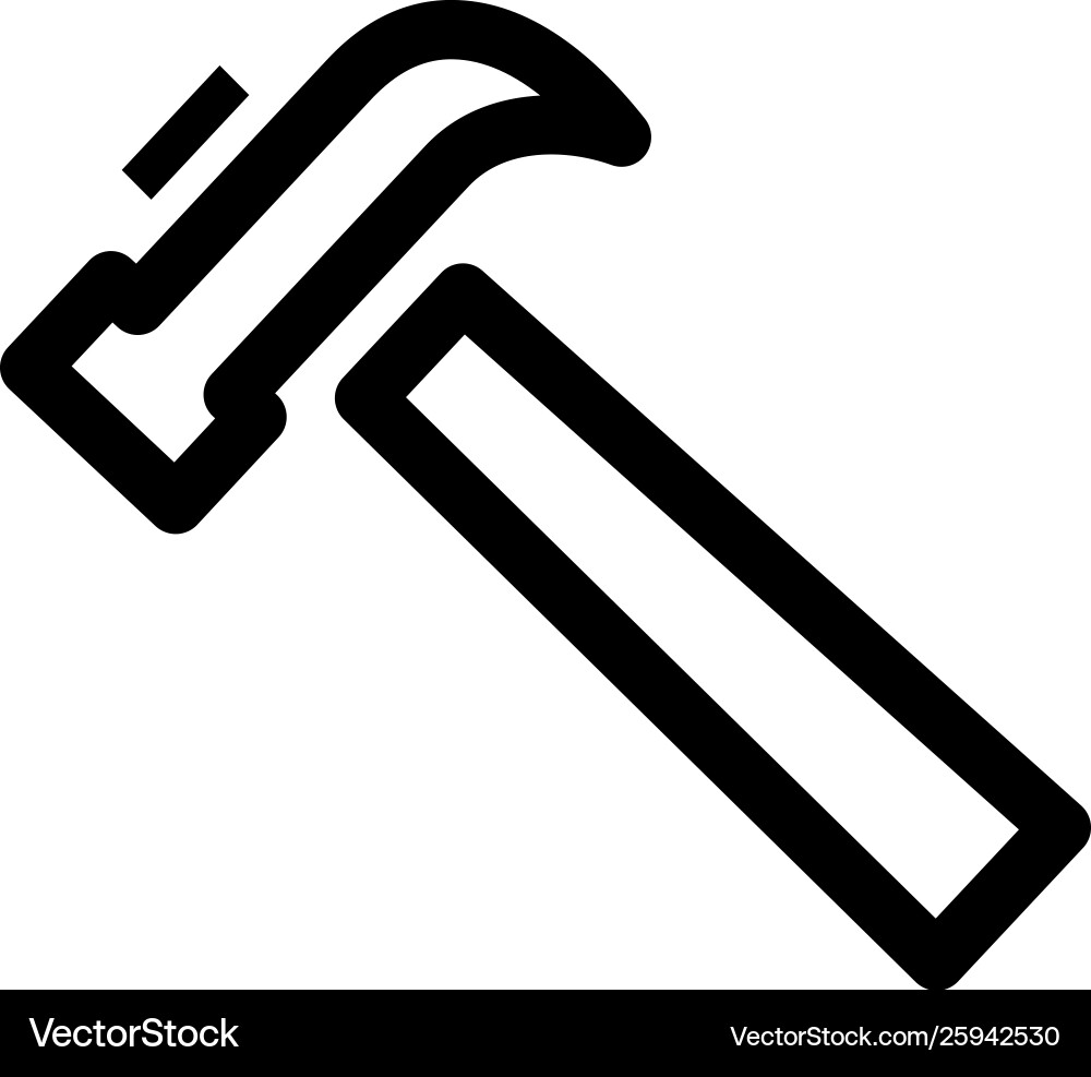 Hammer line icon in flat style for app ui Vector Image