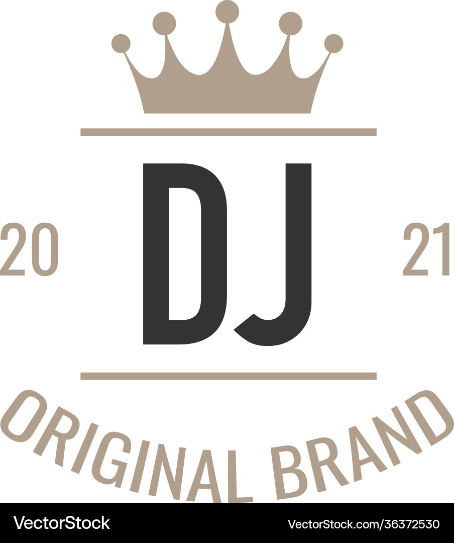 Initial letter dj king logo design template – Royalty-Free Vector |  VectorStock, image size:904x1080