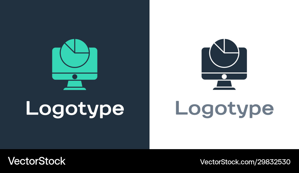 Logotype computer monitor with graph chart icon Logotype computer monitor with graph chart icon vector image