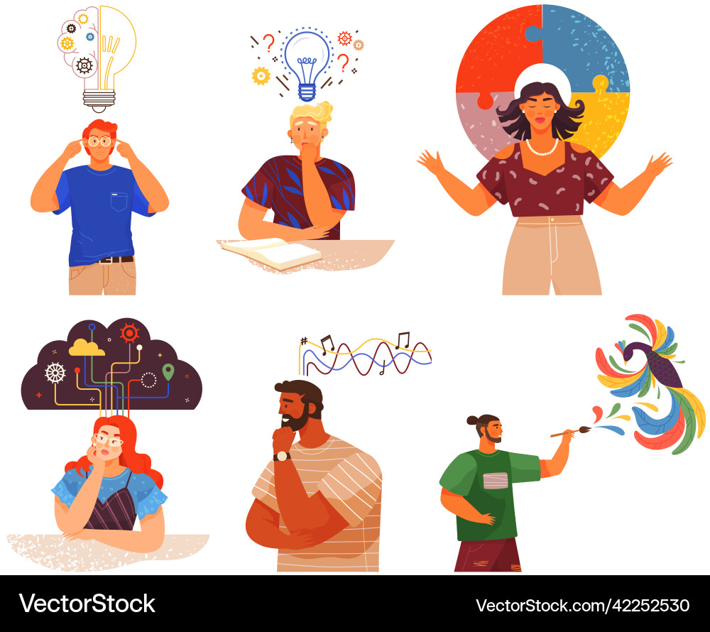 Mindset types set structural analytical logical vector image