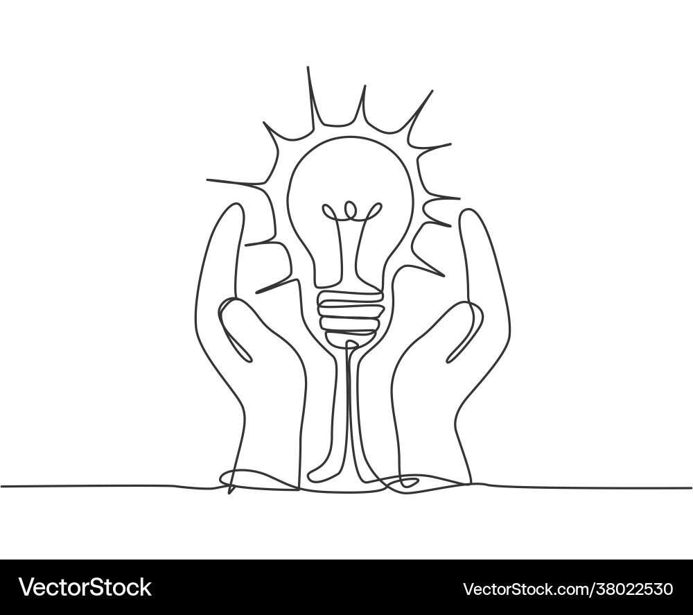 Single continuous line drawing open hands Single continuous line drawing open hands vector image