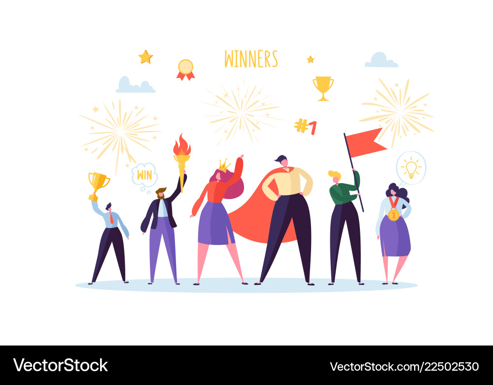 Successful businessman with prize business success Successful businessman with prize business success vector image