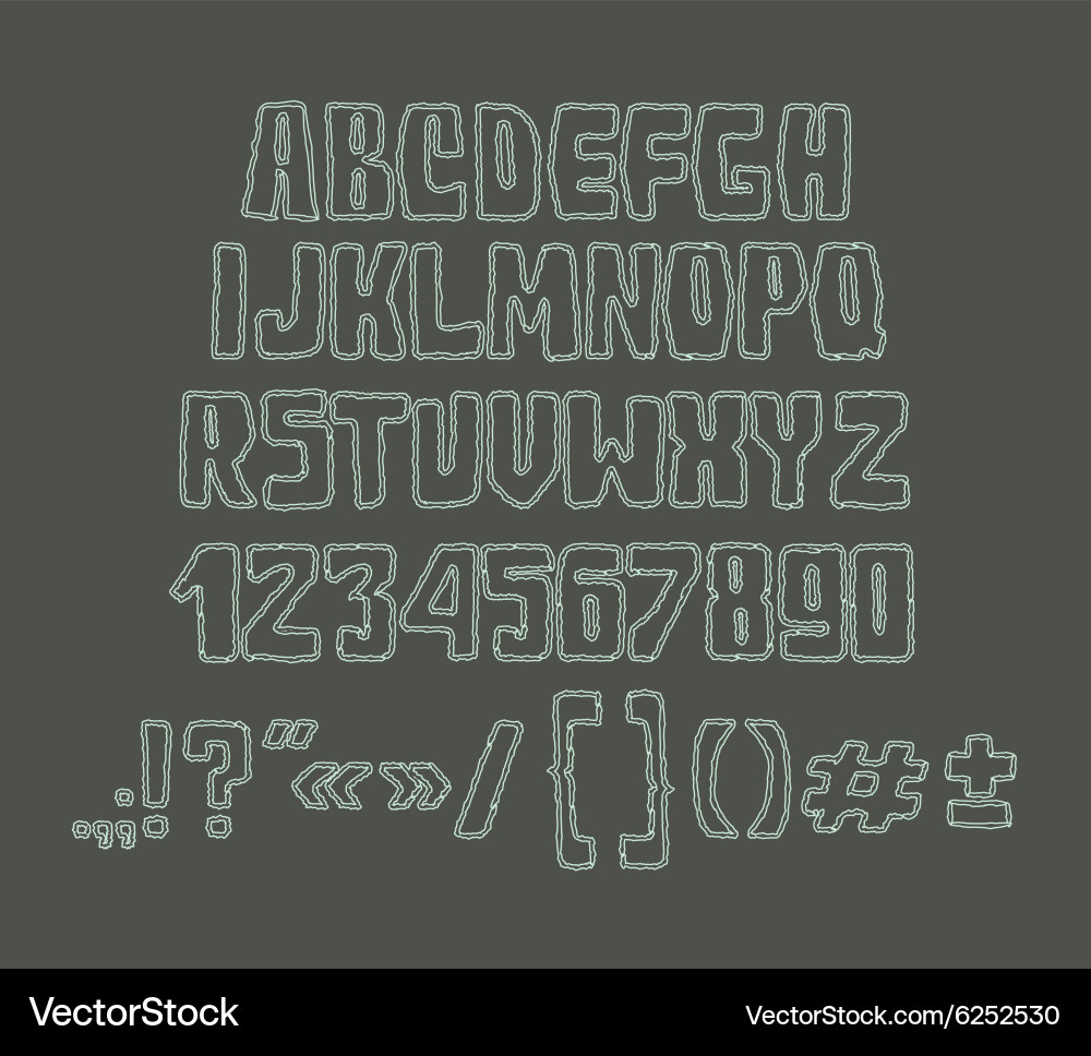 Type letters numbers and punctuation marks hand vector image