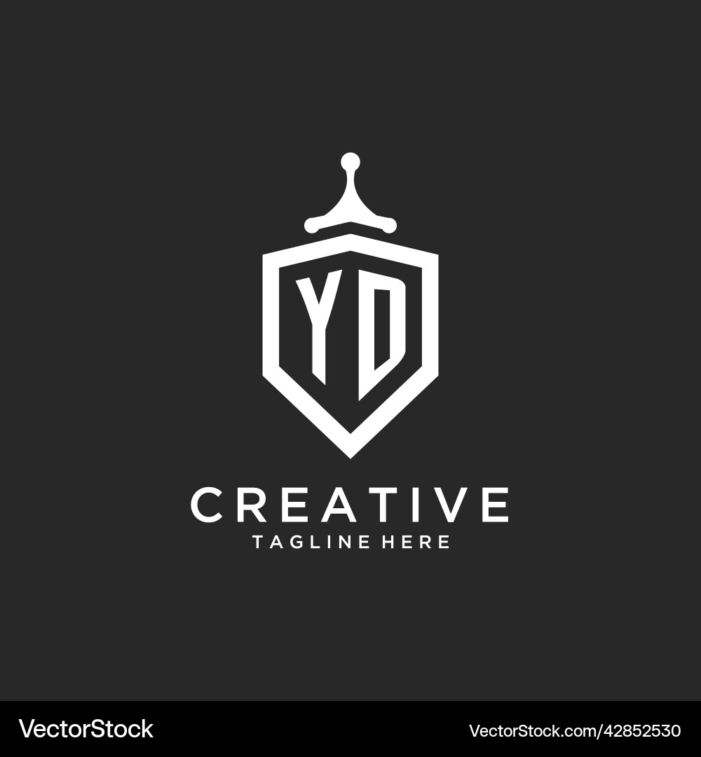 Yd monogram logo initial with shield guard shape Vector Image