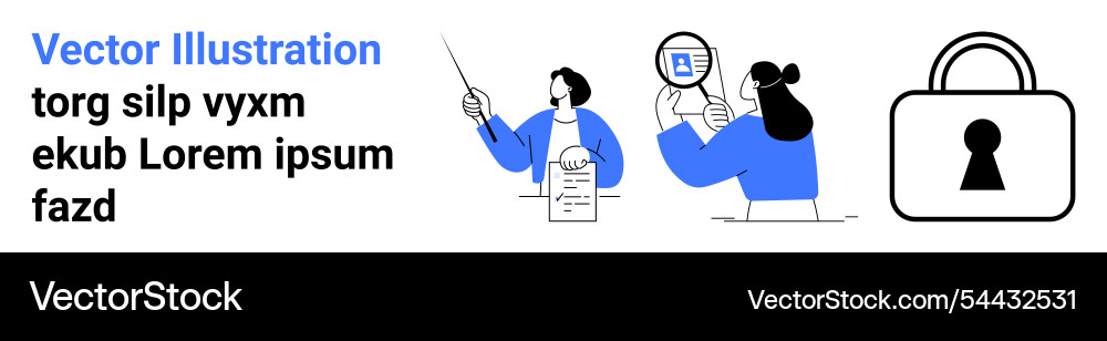 Analyzing documents with a magnifying glass using vector image