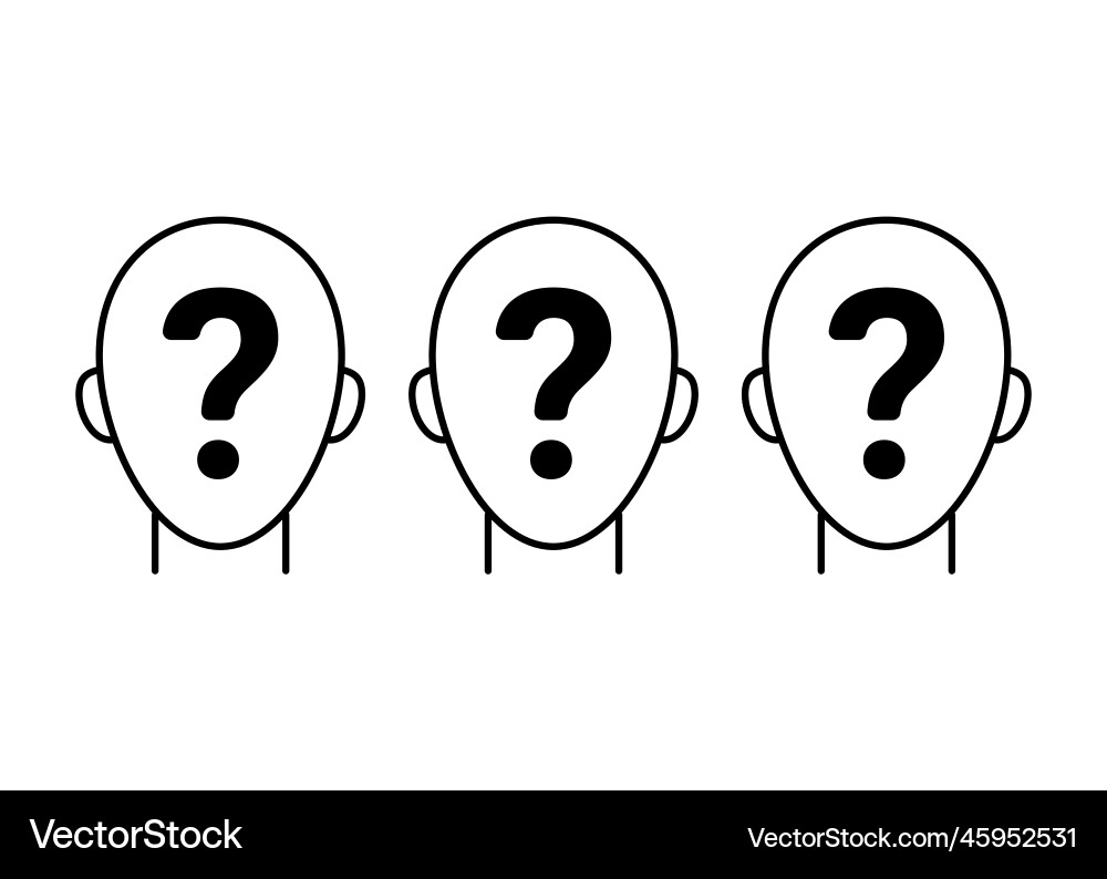 Anonymous set head with sign question line icon Anonymous set head with sign question line icon vector image