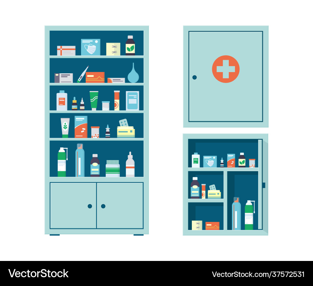 Apotheke Schrank und Medizin Wand Brust voll Apotheke Schrank und Medizin Wand Brust voll vektorbild