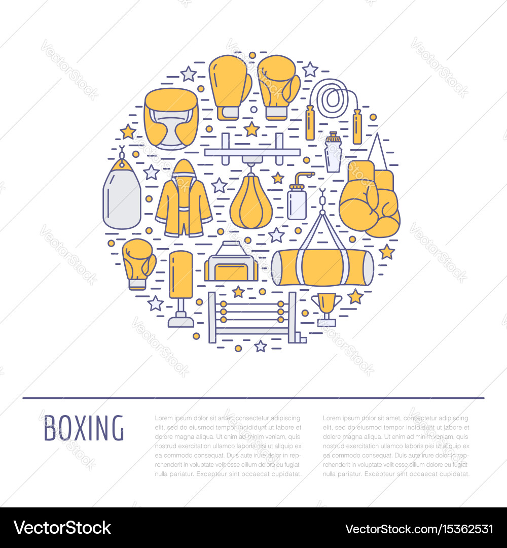 Boxing Equipment & Training Icons Vector Image