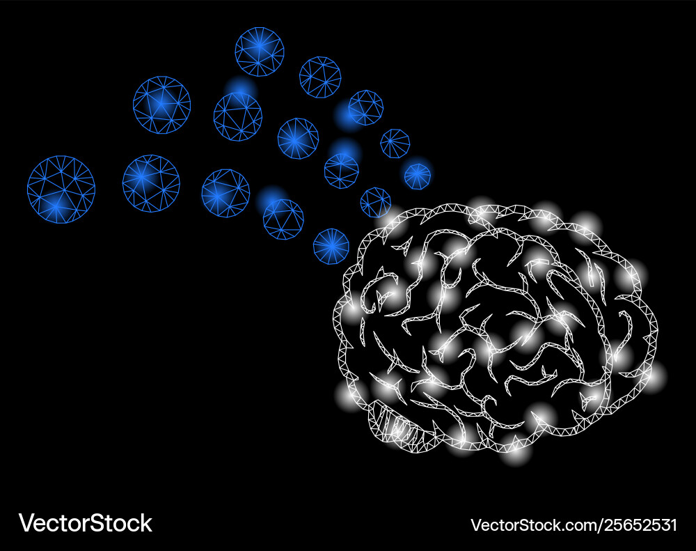 Bright mesh 2d brain radio interface with flash Bright mesh 2d brain radio interface with flash vector image