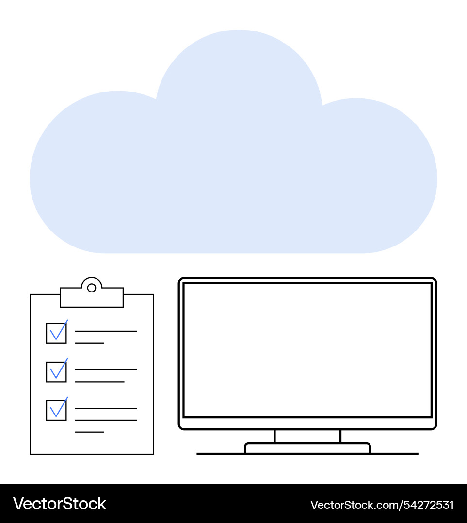 Cloud computing with checklist and monitor Cloud computing with checklist and monitor vector image