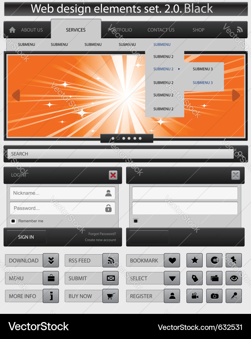 Creative web design elements set Vector Image