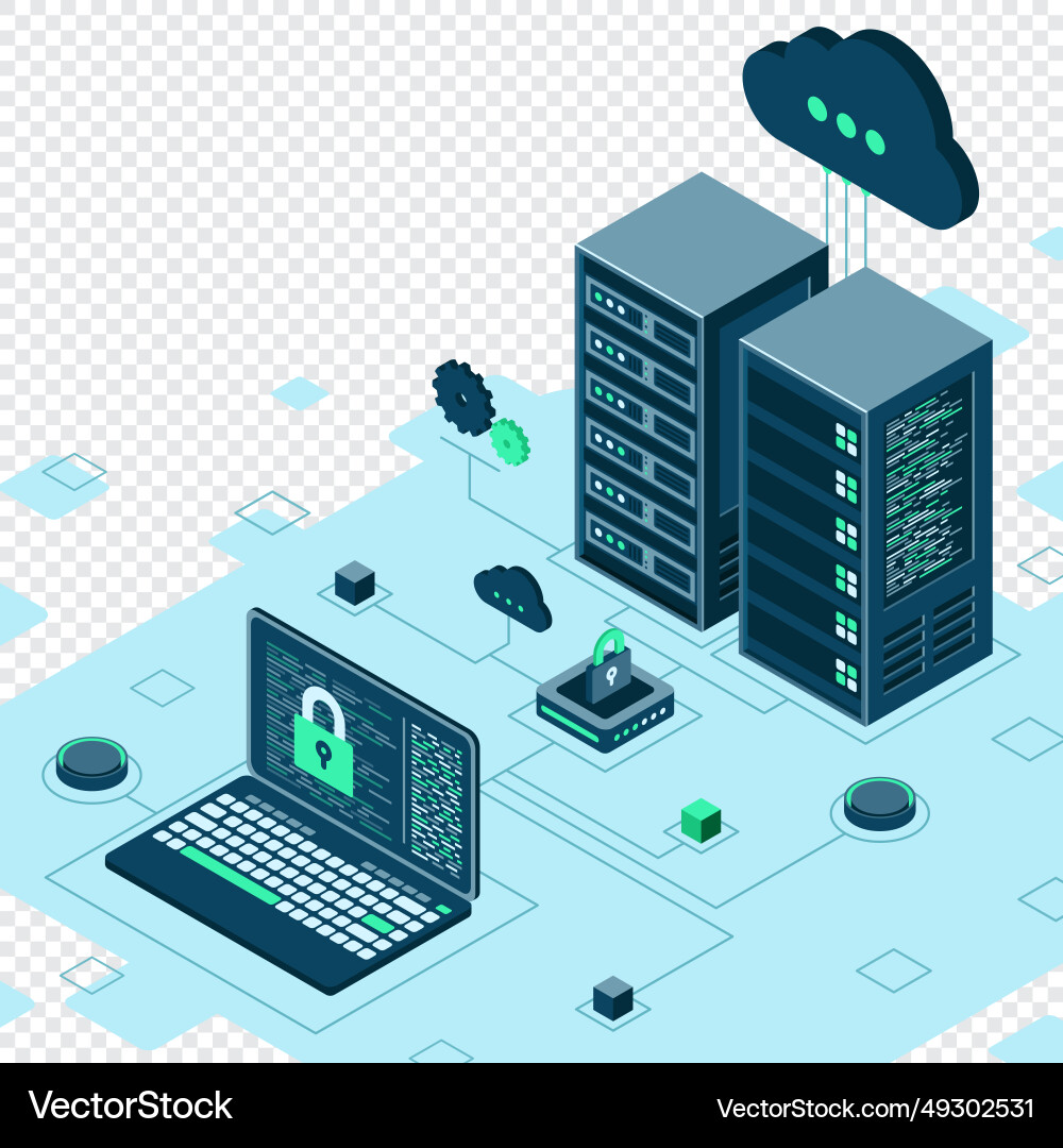 Cyber data security internet isometric Cyber data security internet isometric Vector Image