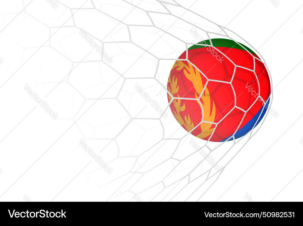 Eritrea flag soccer ball in net vector image
