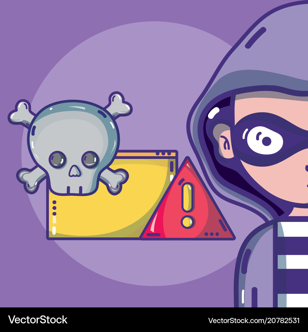 Hacker with symbols cartoons vector image
