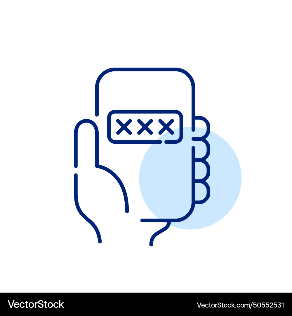 Hand holding phone with password dialog box pixel Hand holding phone with password dialog box pixel vector image