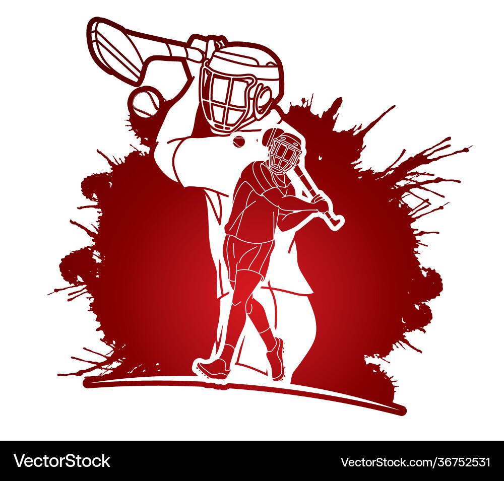 Hurling sport players action hurley cartoon Hurling sport players action hurley cartoon vector image