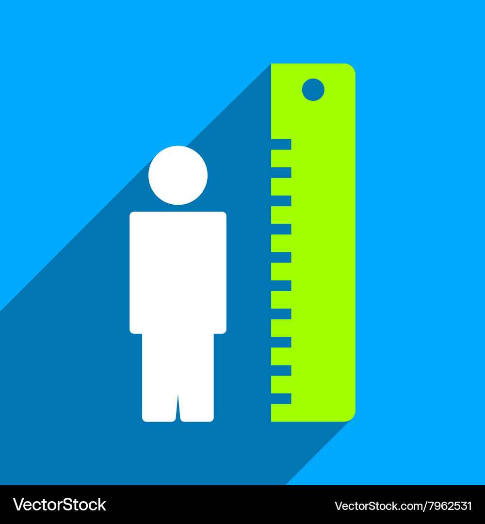 Man height meter flat square icon with long shadow vector image