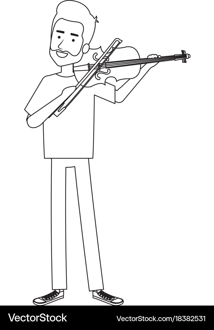 Man playing fiddle character Vector Image