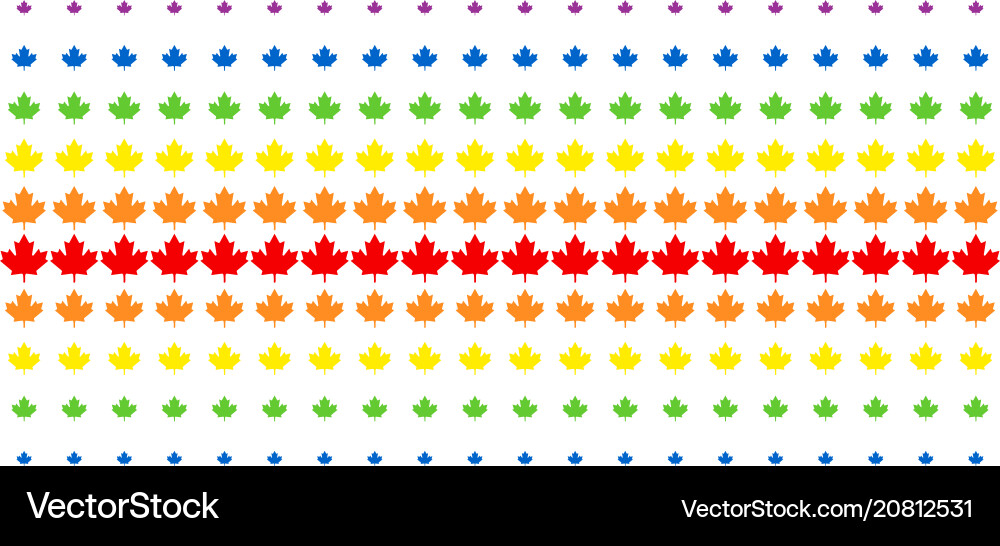 Maple leaf shape halftone spectrum grid Maple leaf shape halftone spectrum grid vector image