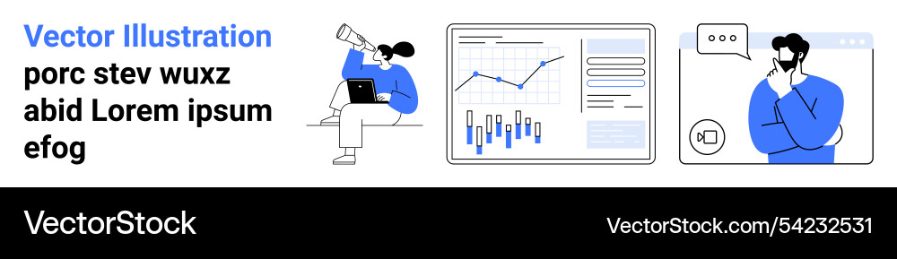Modern data analytics and remote work concepts Modern data analytics and remote work concepts vector image