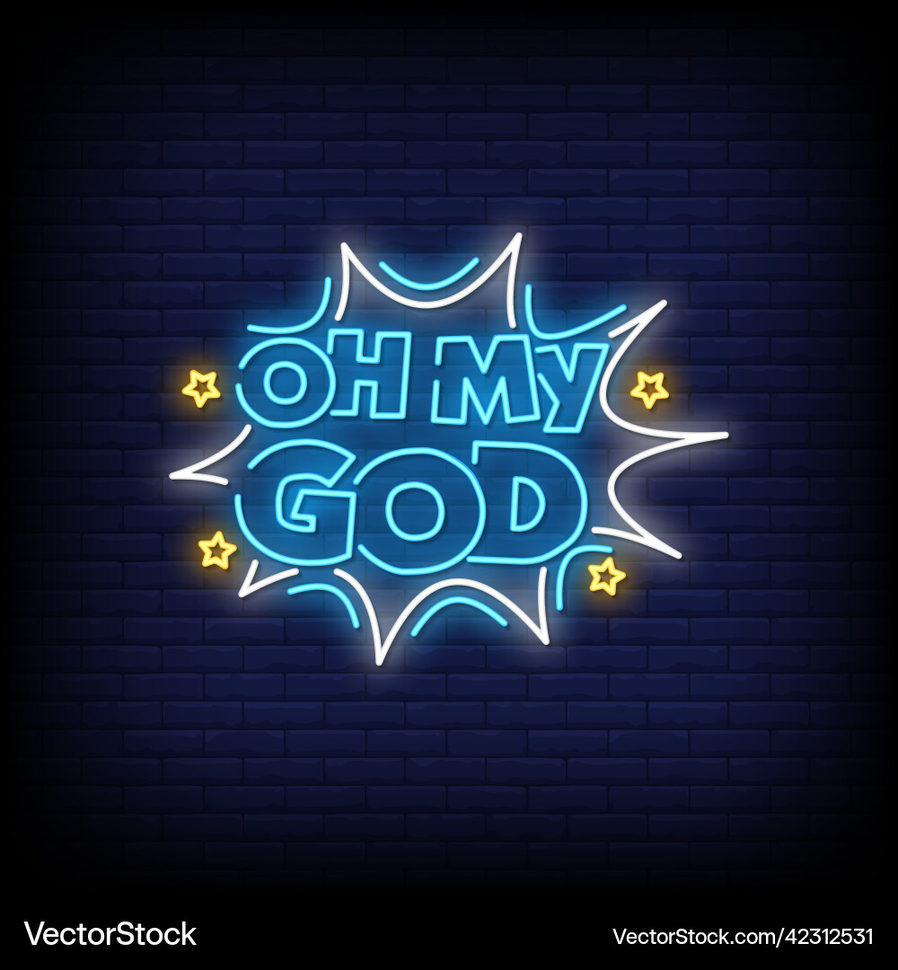 Oh mein Gott Neon Zeichen Stil Text Oh mein Gott Neon Zeichen Stil Text vektorbild