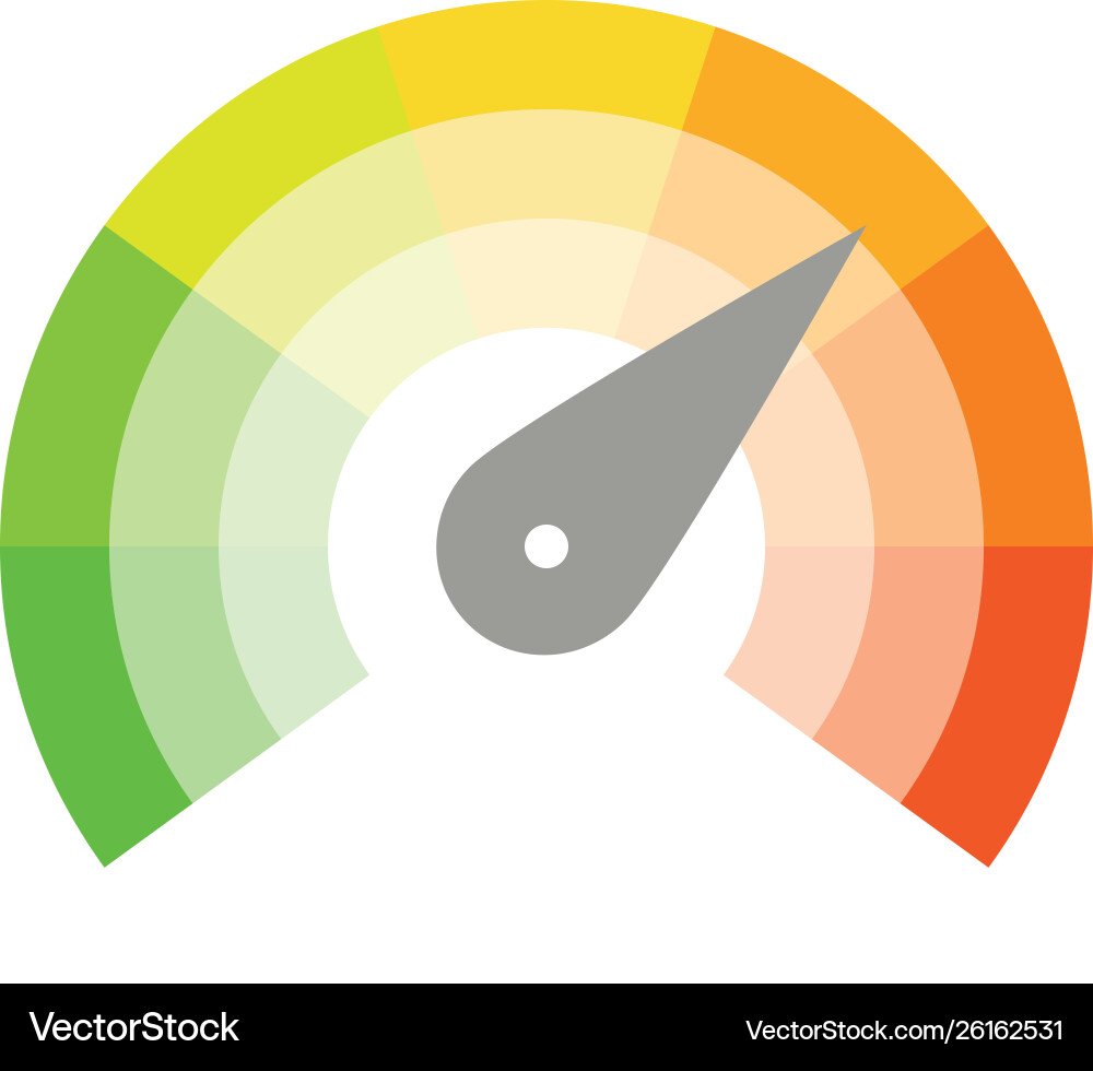 Radial gauge scale from red to green with arrow Radial gauge scale from red to green with arrow vector image