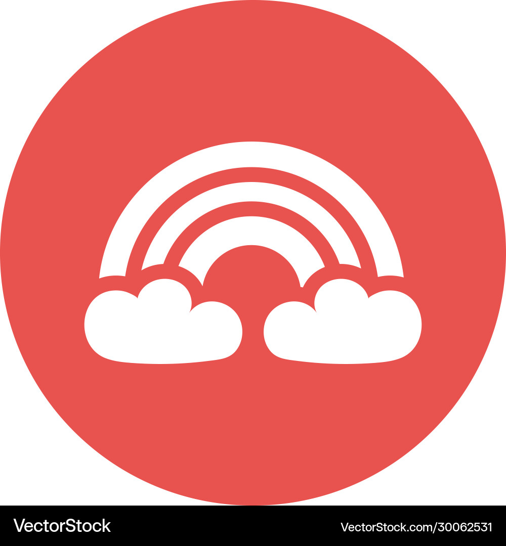 Rainbow with clouds block and flat style icon Vector Image