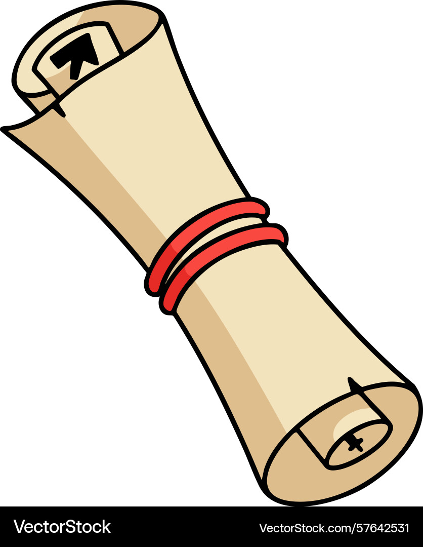 Rolled parchment scroll tied with red string art Vector Image