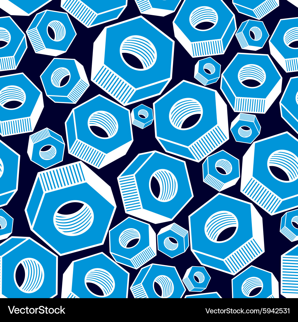 Seamless pattern with 3d industrial nuts for use vector image
