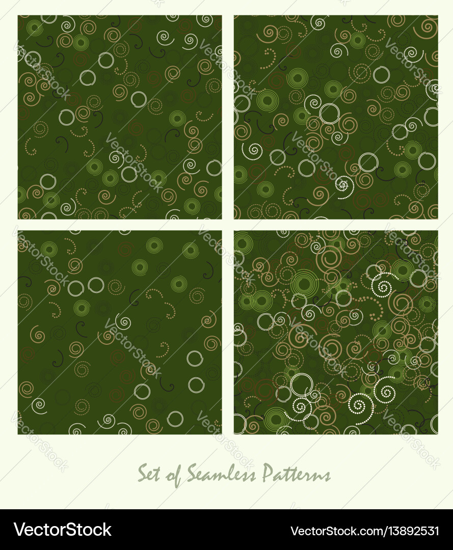Set of seamless patterns spirals and circles Vector Image